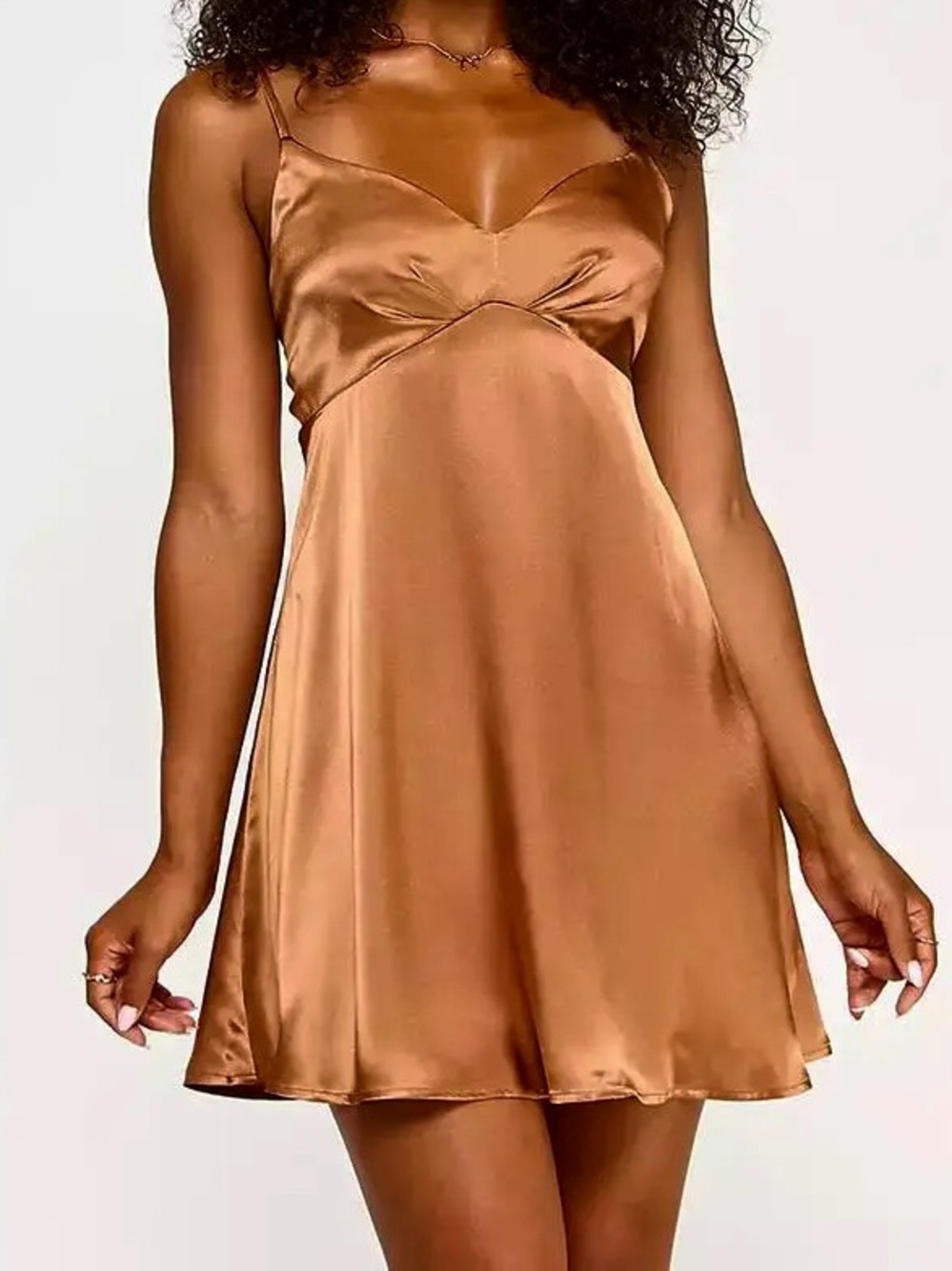 Katia Rae Copper Satin Sweetheart A-line Mini Dress